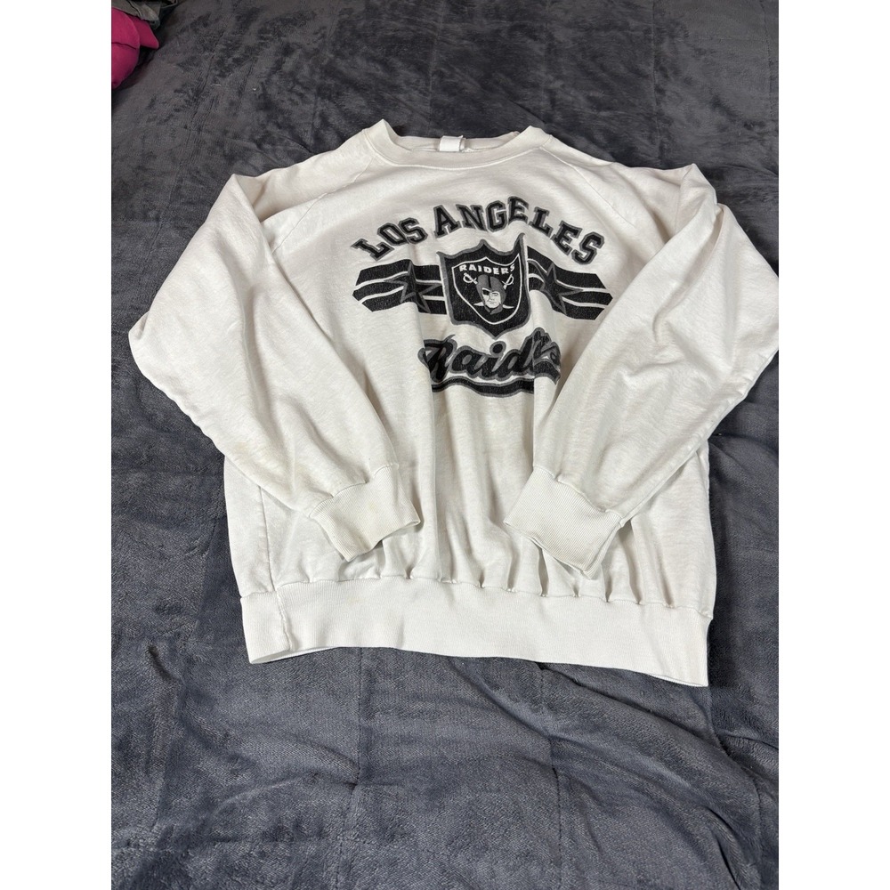 Raiders L Logo 7 Crewneck Sweatshirt VTG 80s 90s Embroidered NFL Los Angeles‎ LA